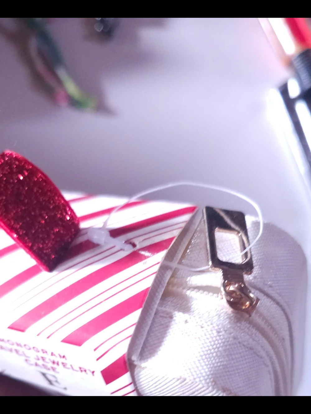 Monogram Travel Jewelry Case E - White
